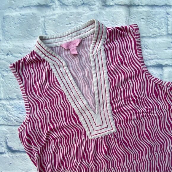 Lilly Pulitzer Pink and White Zebra Print Sleeveless V-Neck Top Tank Top Size XS - Picture 3 of 7